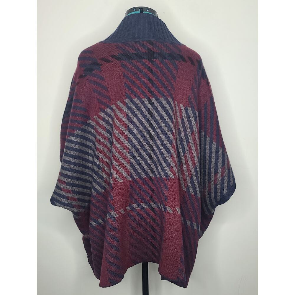 NWT Ann Taylor blue red turtleneck sweater poncho - MP / LP - Picture 2 of 4